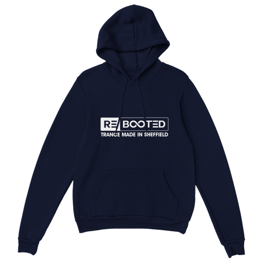 REBOOTED Trance Made In Sheffield - HOODIE Navy Blue White Text