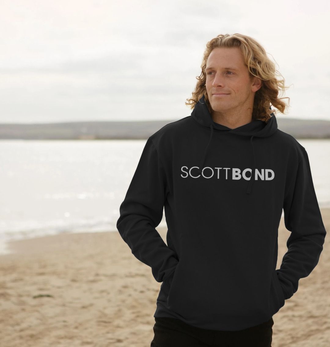 Scott Bond Pull Over Hoodie White Logo Certified Organic Cotton