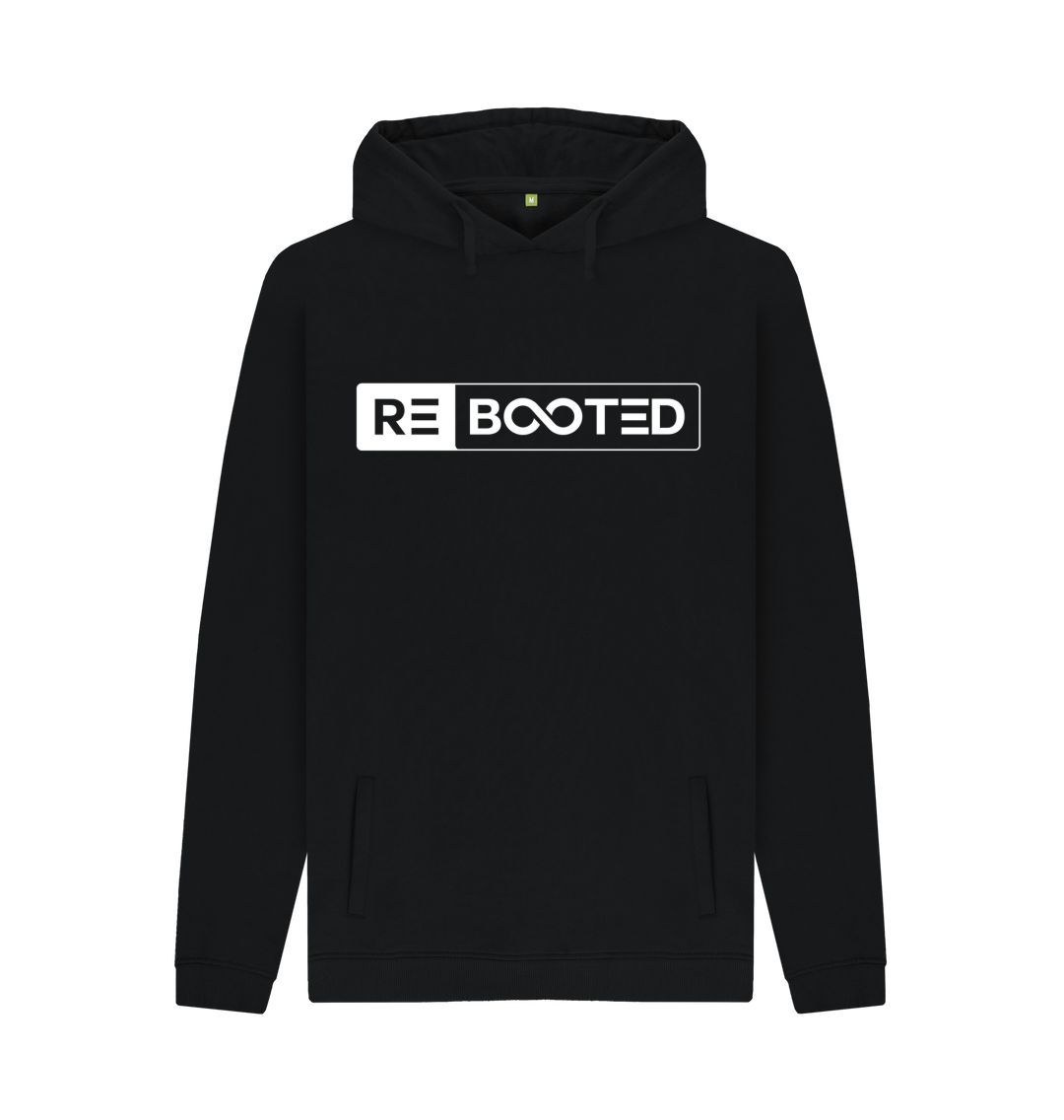 Black REBOOTED White Logo Pullover Hoodie
