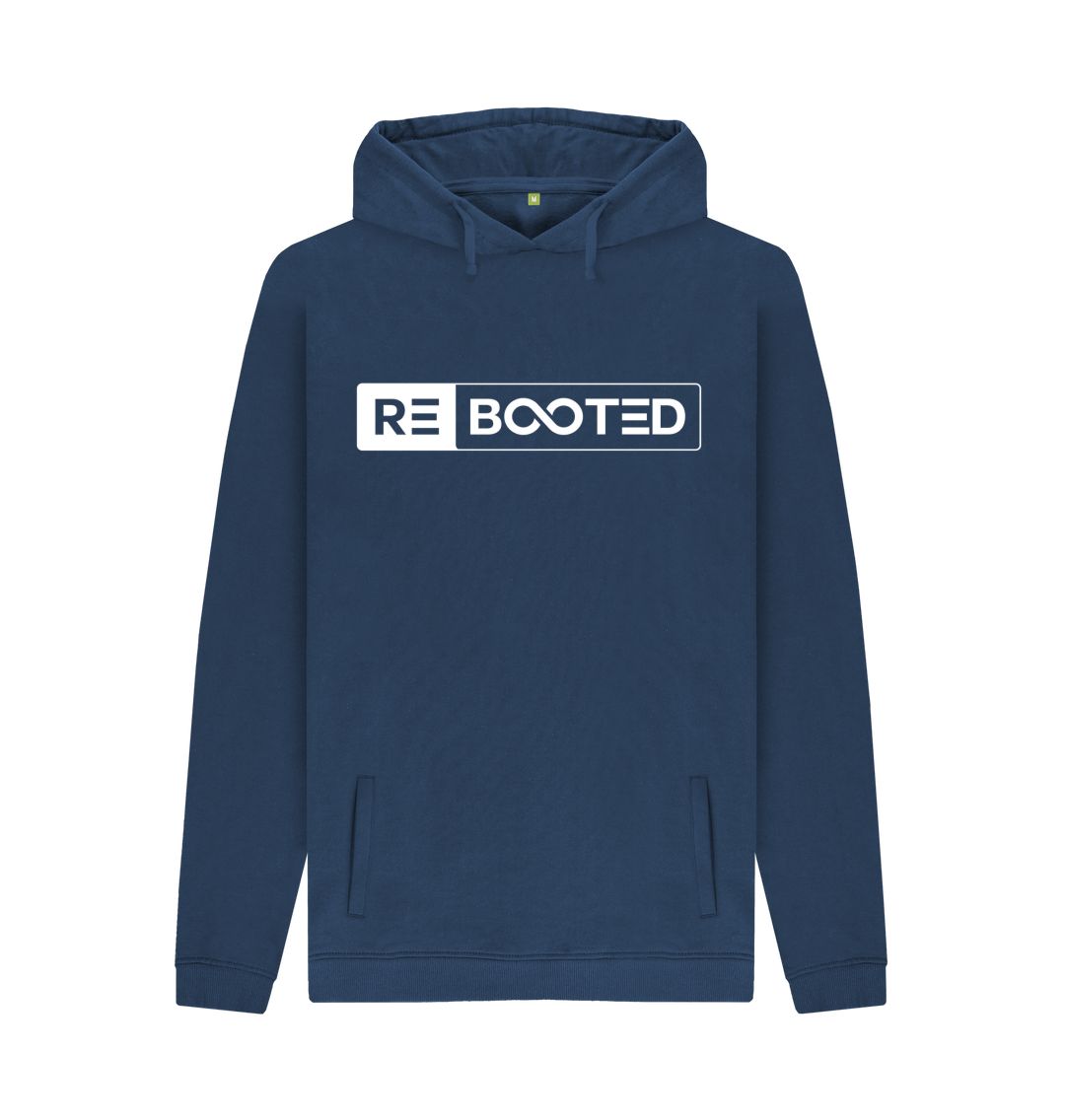 Navy REBOOTED White Logo Pullover Hoodie