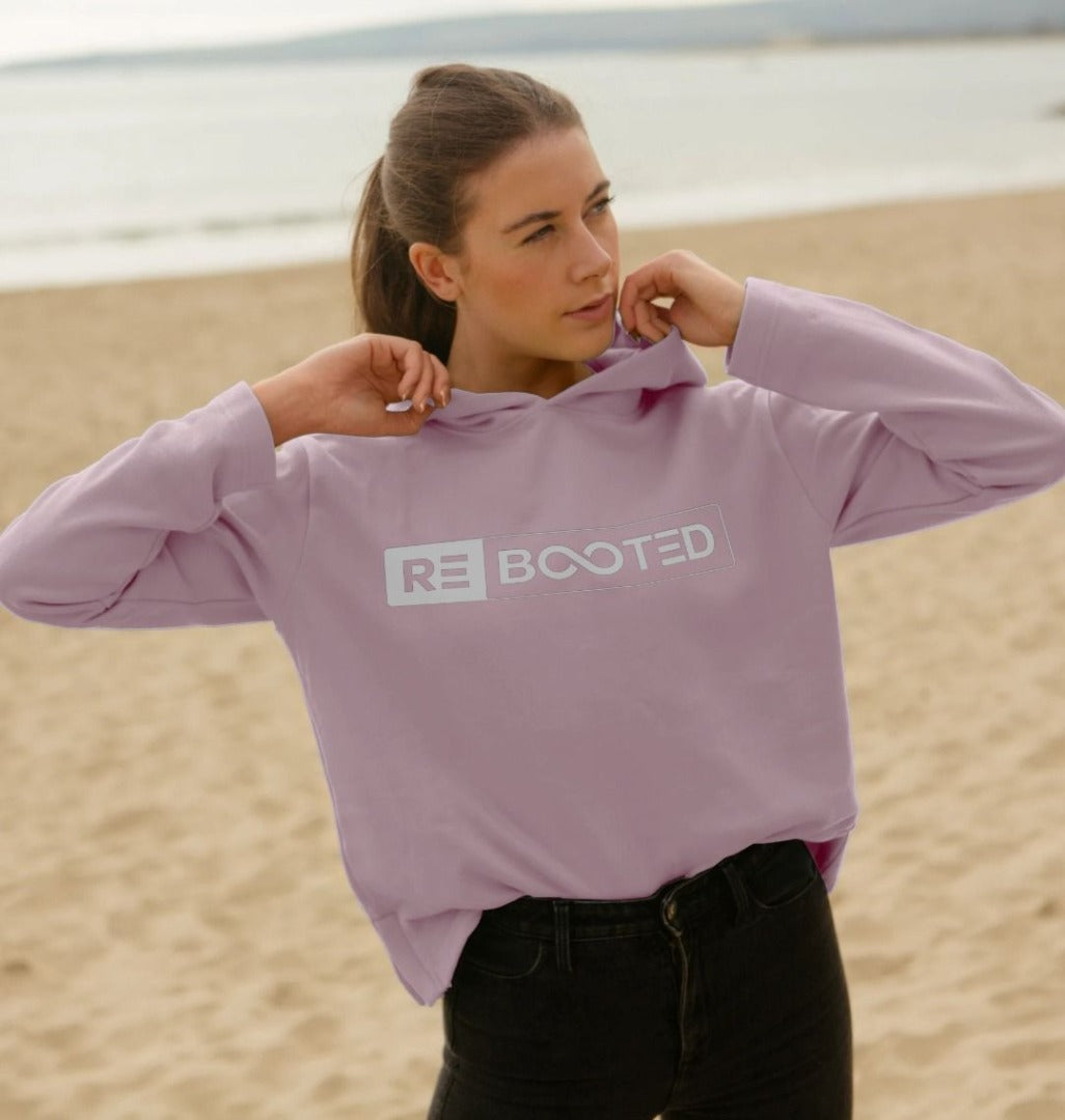 REBOOTED Women's Relaxed Fit Hoodie White Logo - Certified Organic Cotton
