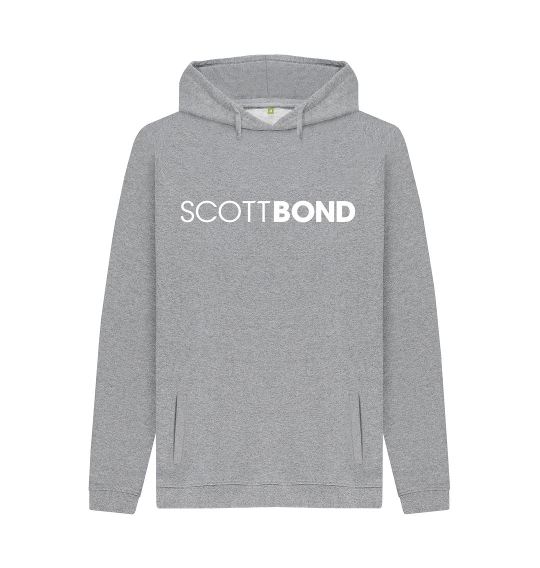 Light Heather Scott Bond Pull Over Hoodie White Logo Certified Organic Cotton