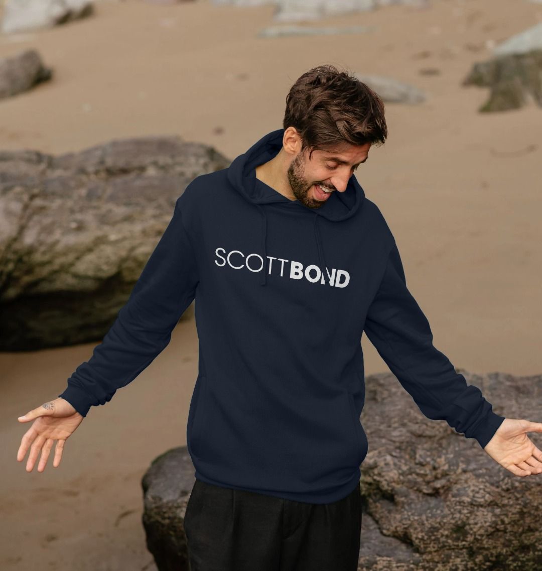 Scott Bond Pull Over Hoodie White Logo Certified Organic Cotton