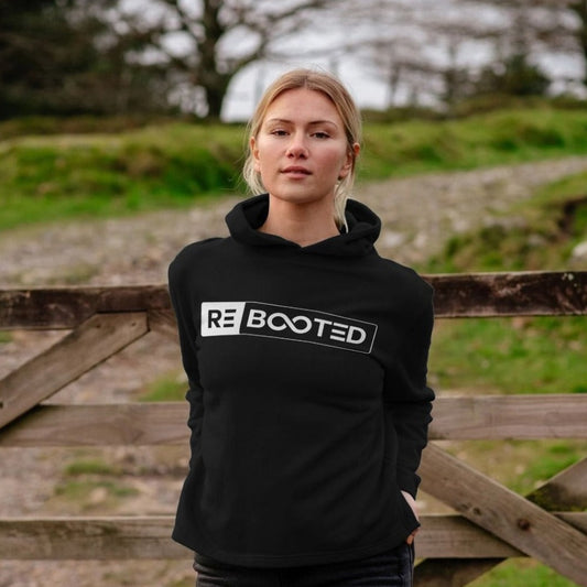 REBOOTED Women's Relaxed Fit Hoodie White Logo - Certified Organic Cotton
