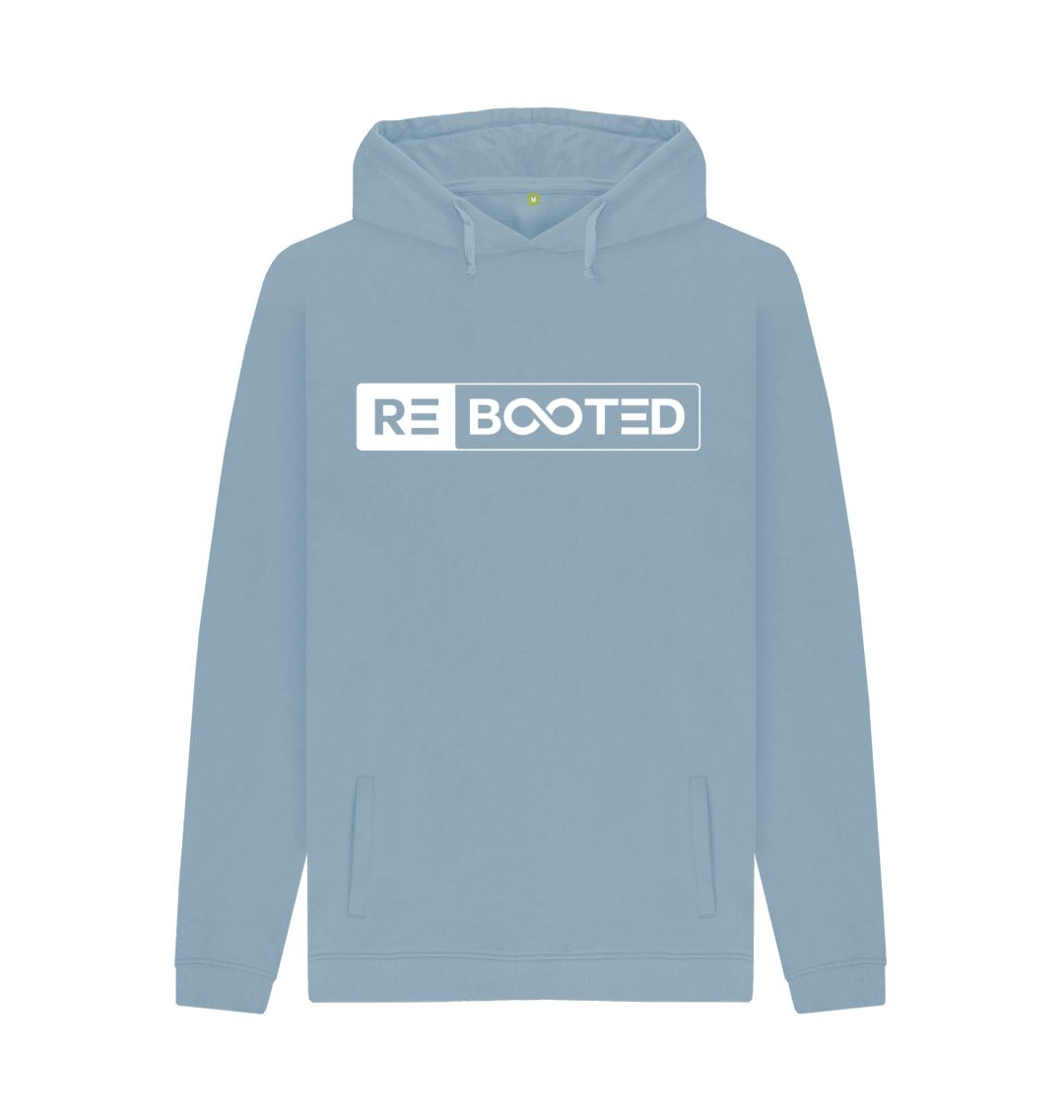 Stone Blue REBOOTED White Logo Pullover Hoodie