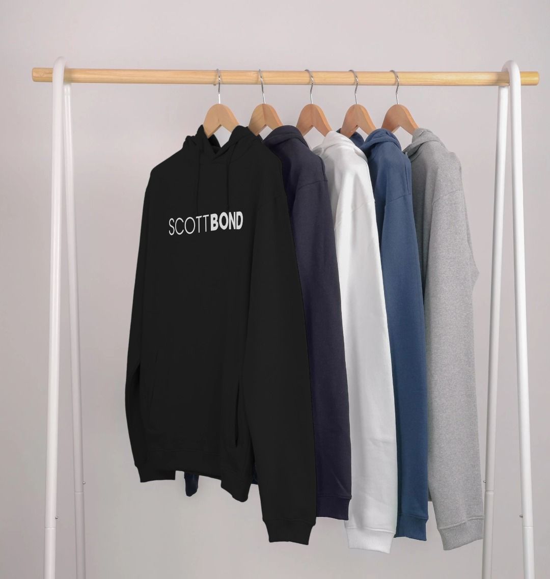 Scott Bond Pull Over Hoodie White Logo Certified Organic Cotton